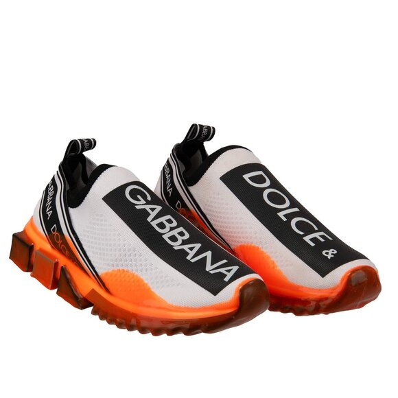 Dolce & Gabbana - Logo Slip-On Sneaker SORRENTO Logo Stripes White Orange Black - Picture 1 of 5